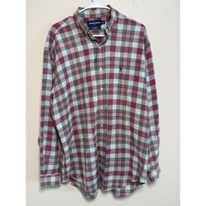 Ralph Lauren Golf Tilden Mens Large Plaid Button Down Shirt Burgundy Green L